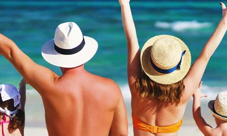 A family at the beach