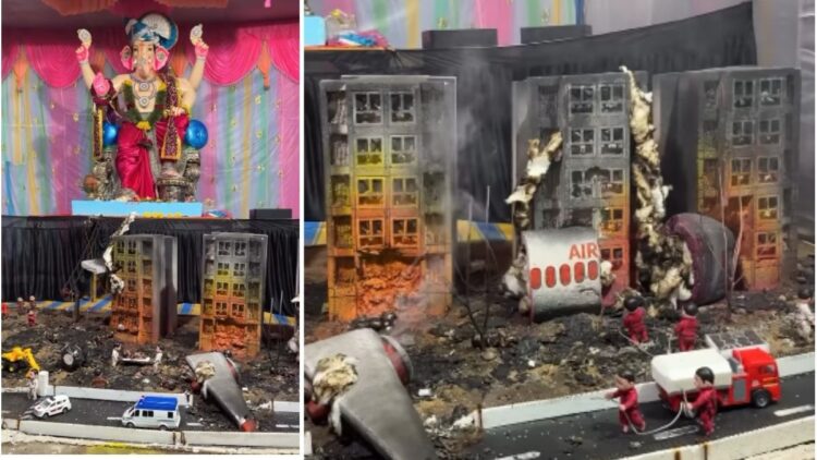 A Ganpati pandal in Ahmedabad recreated June 12 Air India crash scene.