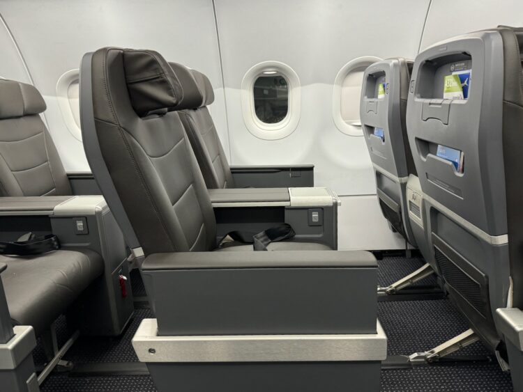 a row of seats in an airplane