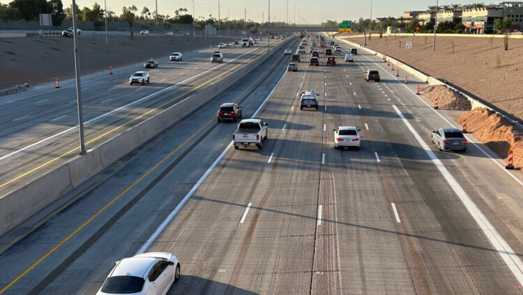 A new Loop 101 Pima Freeway southbound lane between Princess Drive and Shea Boulevard in Scottsdale...