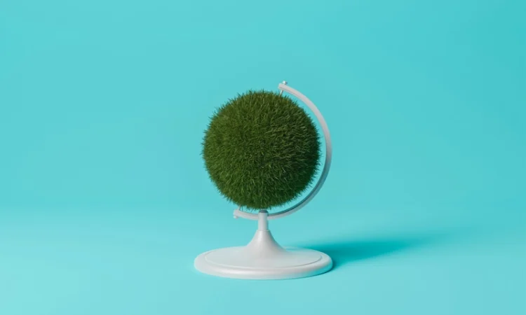 A globe covered in grass