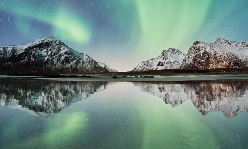 Northern Lights on on Lofoten islands, Norway