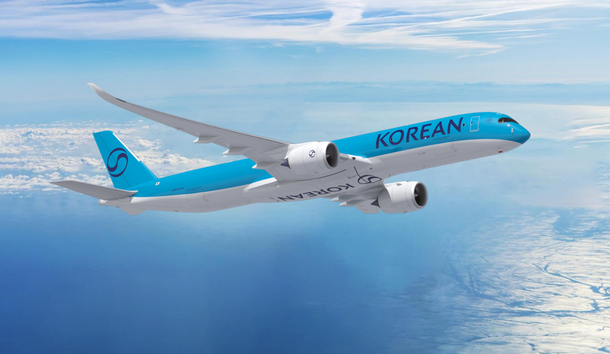Render of a Korean Air Airbus A350F freighter