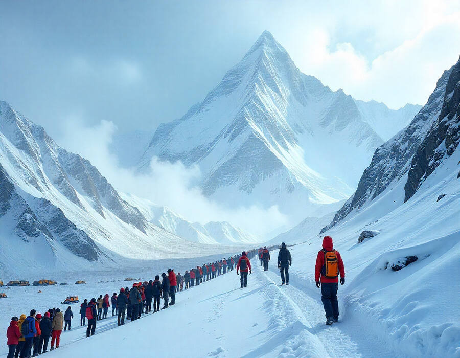 Nepal Battles Intense Himalayan Snowstorm as Everest Region Turns into a Frozen Paradise with Thousa...