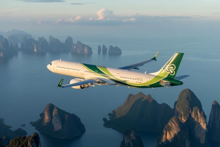 Vietjet thailand&rsquo;s green route flight, powered by sustainable aviation fuel, takes off from suvarnabhumi airport.