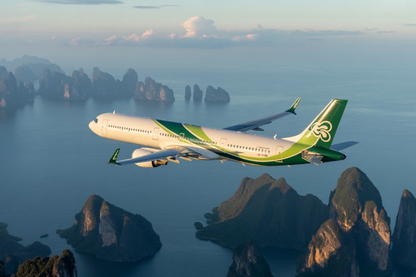 Vietjet thailand&rsquo;s green route flight, powered by sustainable aviation fuel, takes off from suvarnabhumi airport.