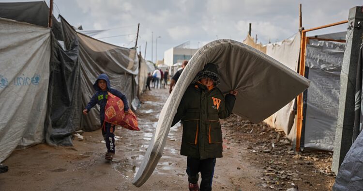 First strong winter rains soak Gaza's makeshift shelters
