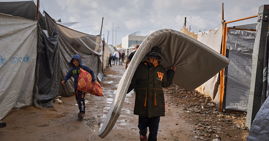 First strong winter rains soak Gaza's makeshift shelters