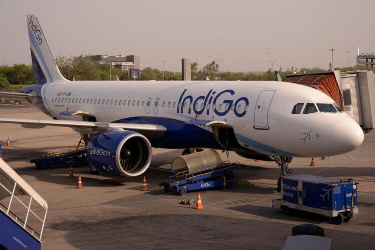 An IndiGo plane at Bengaluru Airport.