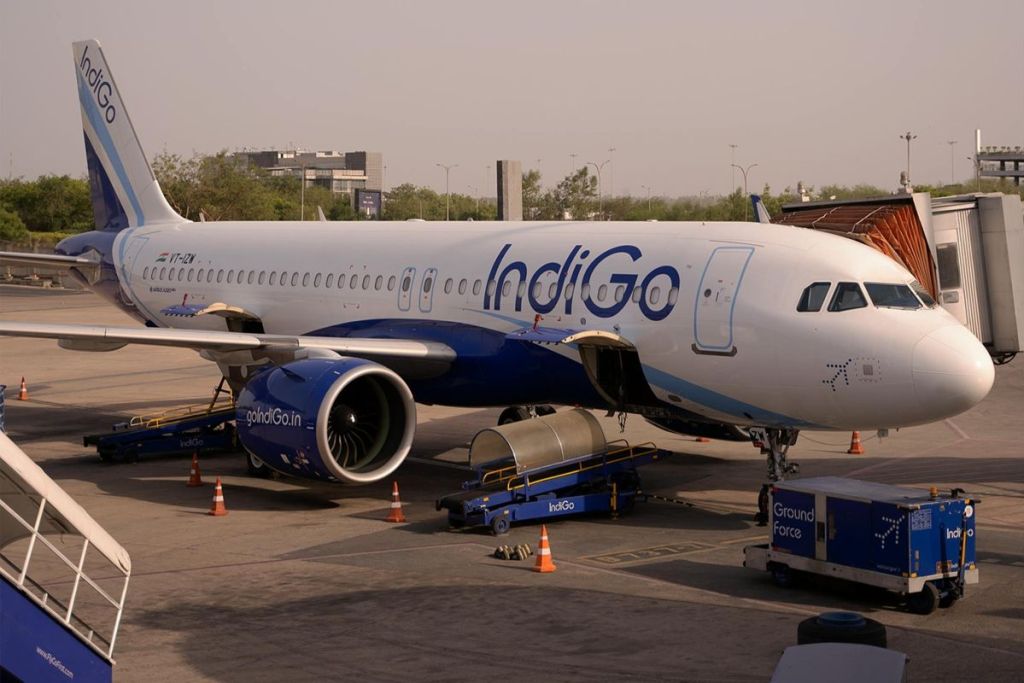 An IndiGo plane at Bengaluru Airport.
