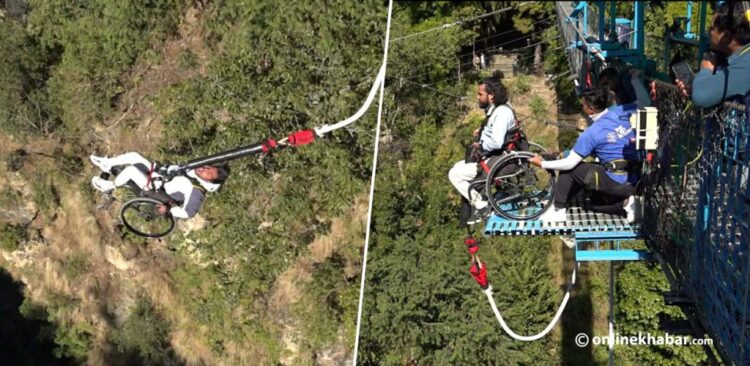 Fearless and unbound Nepali youth make historic wheelchair bungee jump