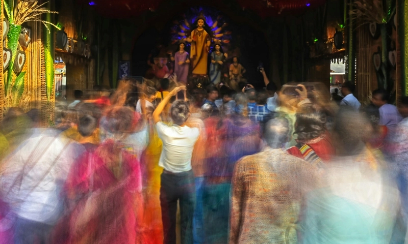 A crowd gatherred at a festival