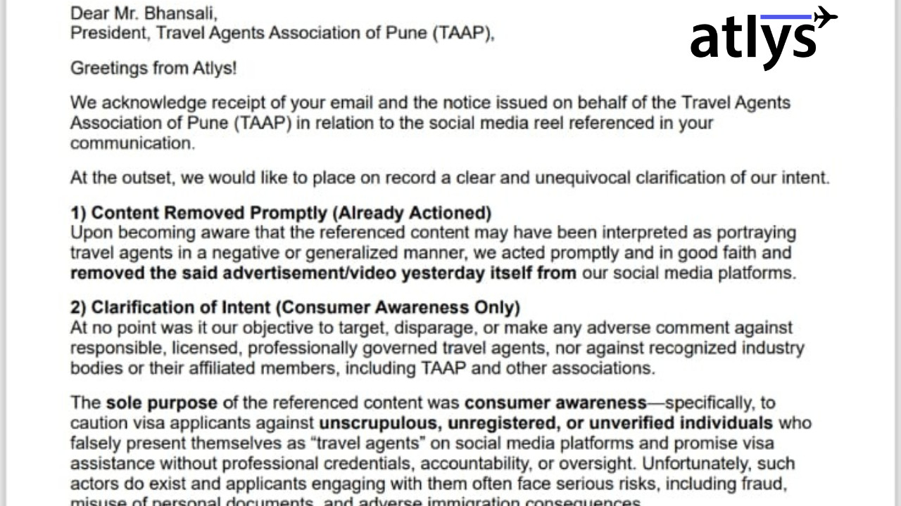 Atlys Withdraws Controversial Reel, Issues Apology After Travel Agents’ Objection