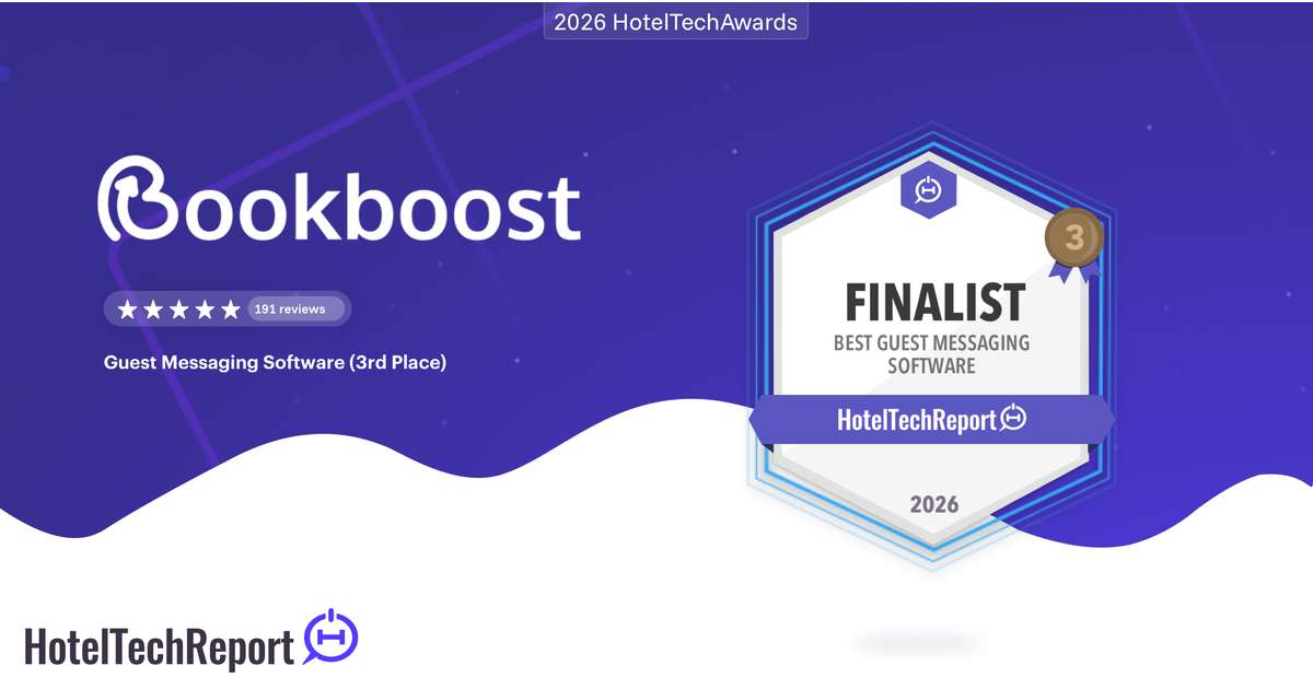 Bookboost Wins 3rd Place in the 2026 HotelTechAwards for Guest Messaging Software