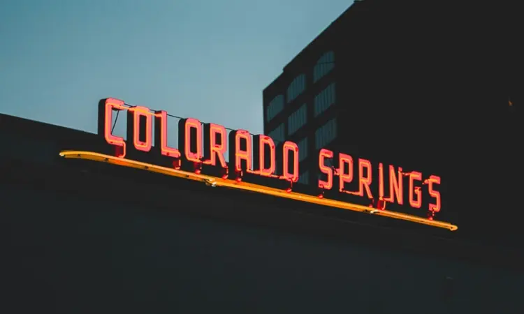 A neon sign saying Colorado Springs