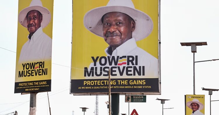 Museveni leads in tense election marred by internet shutdown and voting interference