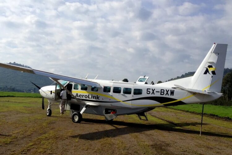 A plane arriving at a national park