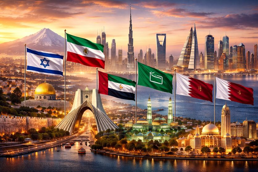 Israel, iran, the united arab emirates, saudi arabia, qatar, and bahrain