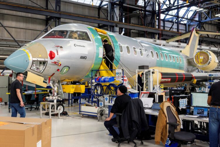 The Bombardier factory in Dorval, Quebec, Canada. Vista Global's order includes options for an additional 120 planes