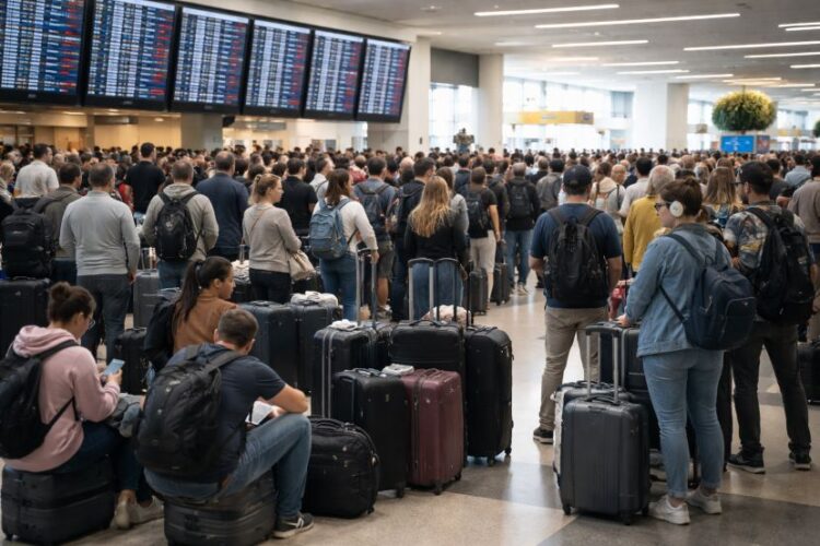Travellers left stranded at laguardia airport as delta, american airlines, and jetblue cancels 8 flight and 250 delays affecting new york, miami, chicago and major us cities