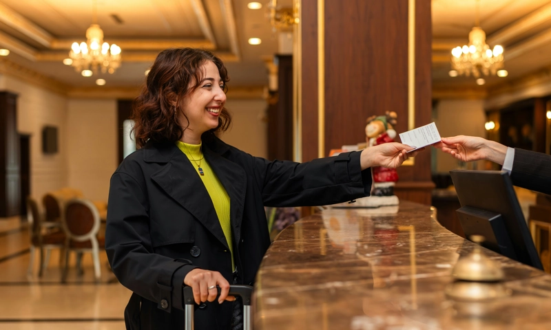 Hotel reception, hotel check-in