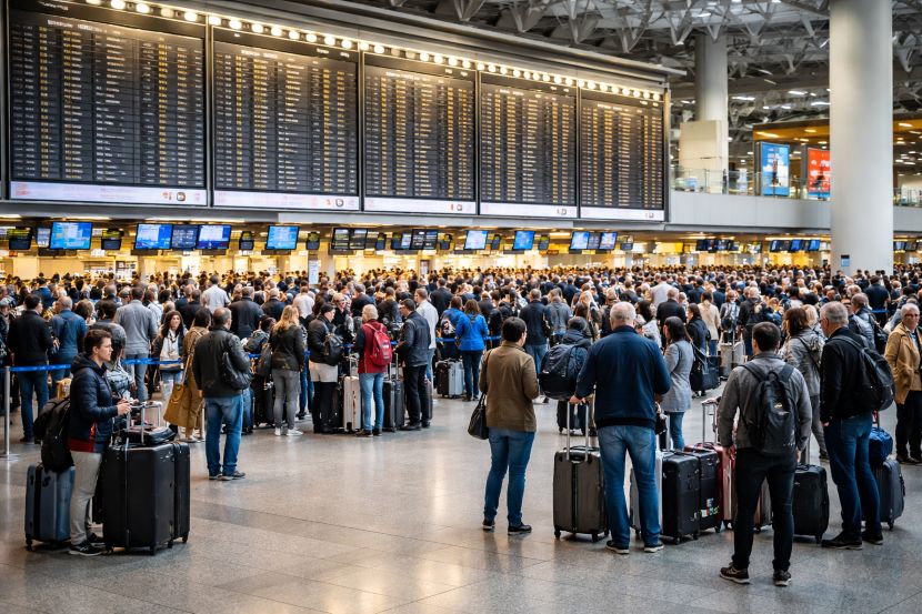 Frankfurt Airport Faces Severe Travel Disarray with 100 Flight Delays and 2 Cancellations, Disruptin...