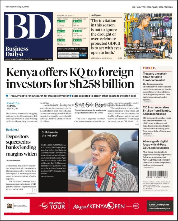 Kenya’s National Treasury is preparing to pitch Kenya Airways (KQ) to foreign investors in a turnaro...