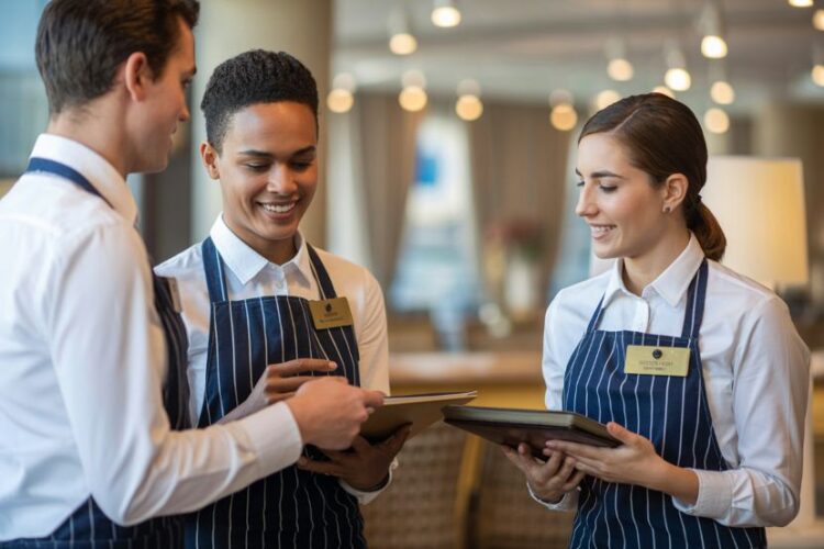 Hotel staff working together to enhance guest experience and streamline operations.