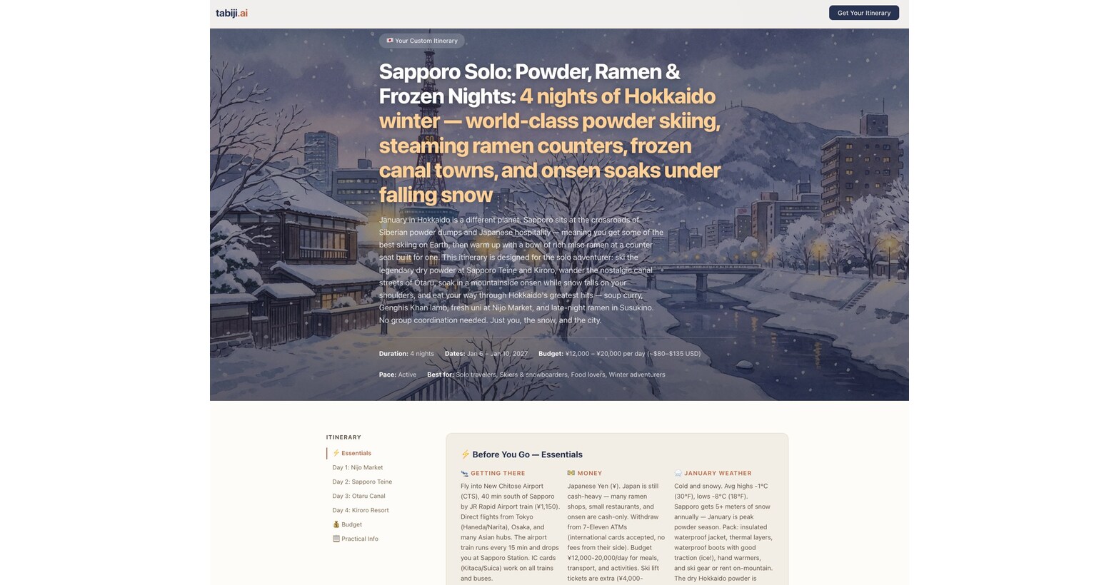 AI Travel Startup Tabiji Delivers Custom Itineraries With Zero Staff