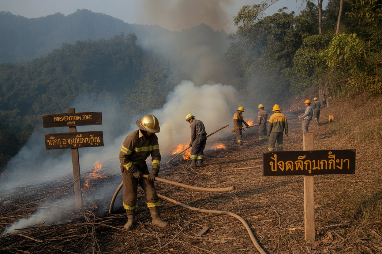 Thailand and laos launch massive cross-border firebreak campaign to combat transboundary haze that threatens chiang rai air quality, tourism, and travel experiences