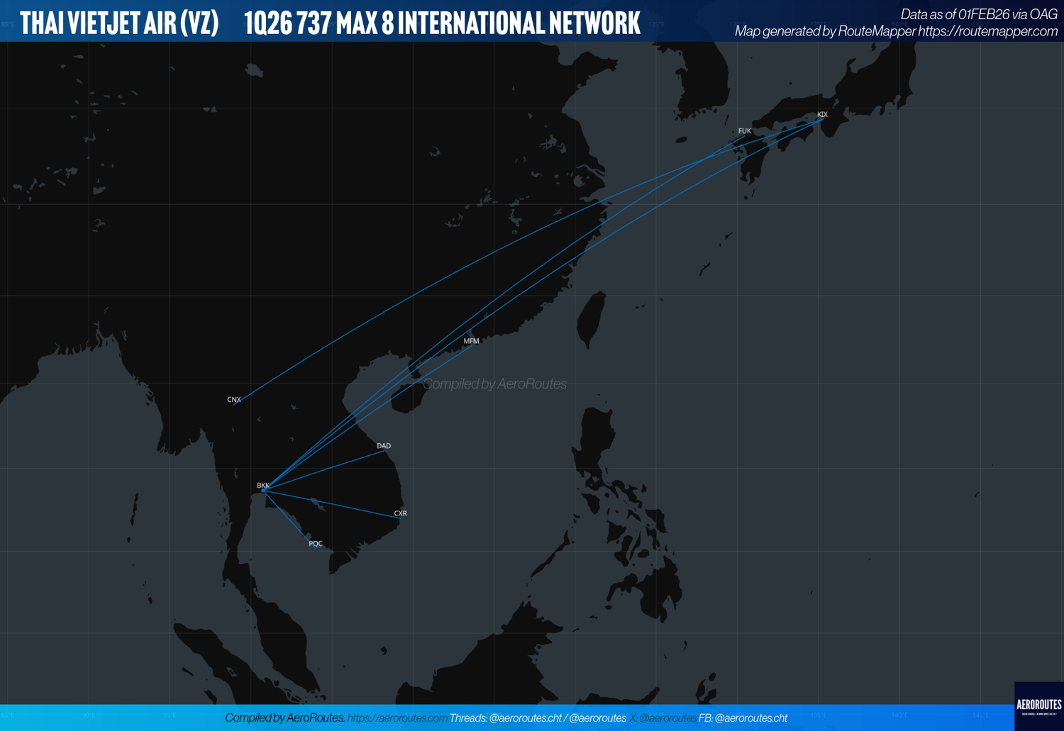 Thai VietJet Air Outlines 1Q26 737 MAX 8 International Service — AeroRoutes
