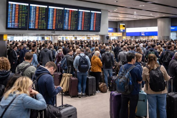 Passengers left stranded in uk as 420 delays and 27 cancellations in london, manchester, birmingham, and gatwick with british airways, easyjet, ryanair, air france, and lufthansa affected