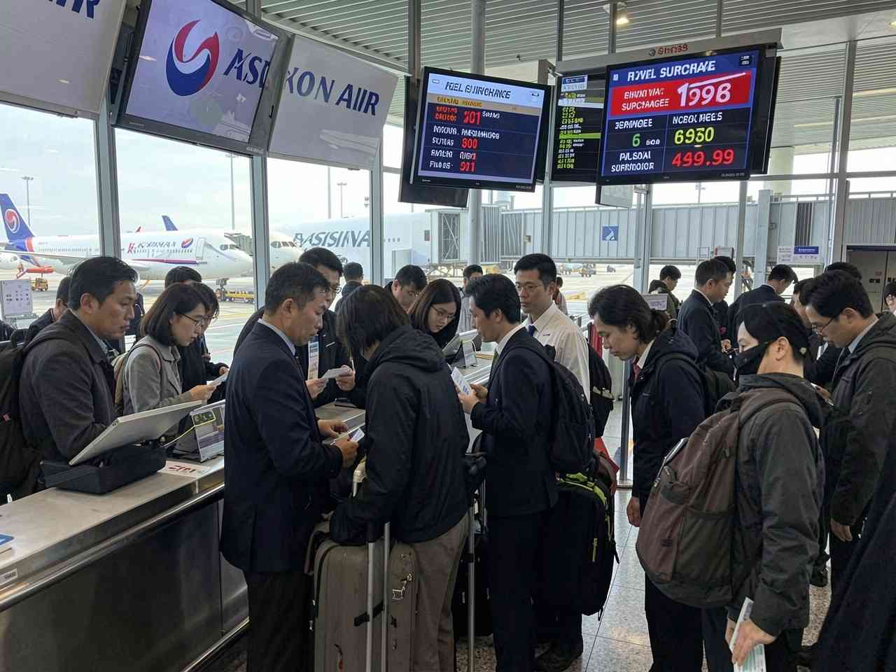 Asiana airlines, korean air, jeju air, t&rsquo;way air, air busan, and eastar jet have all announced significant increases in their international fuel surcharges for april 2026,