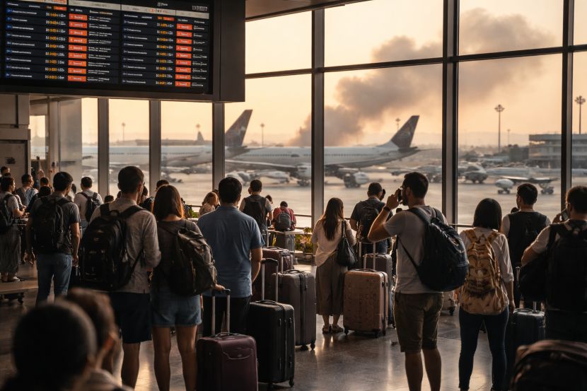 Travel Chaos Unfolds as Airways Suspend Flights Amid Airspace Closure