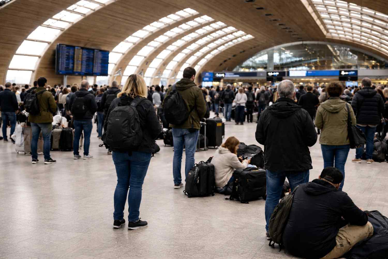 Image of passengers waiting in an airport