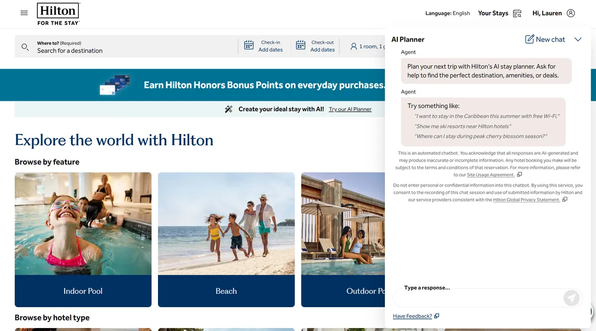 Hilton rolls out AI trip-planning tool