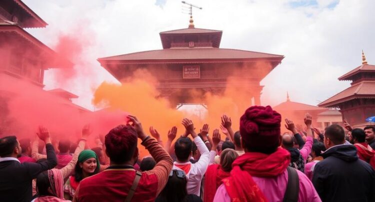Holi Celebrations at Kathmandu Durbar Square Attract Tourists, Boosting their Cultural Tourism and E...