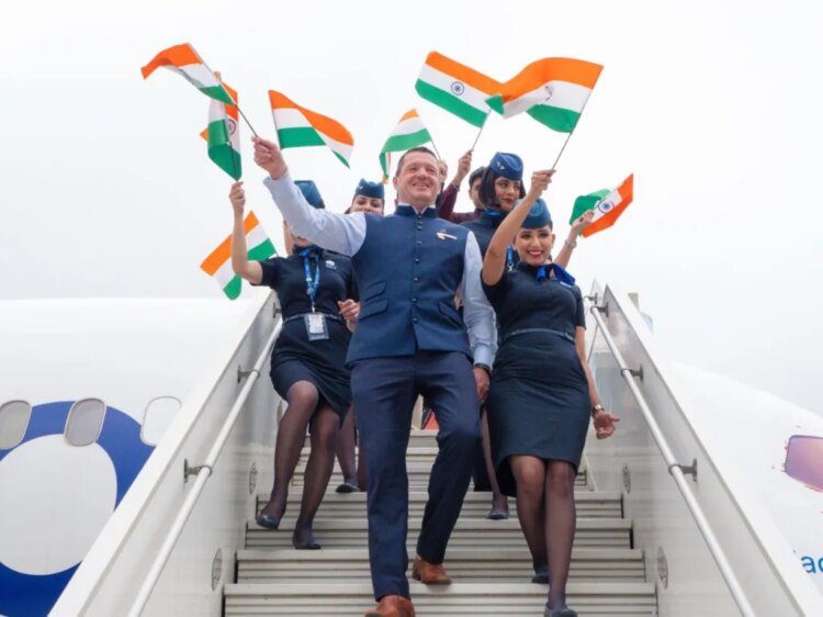 IndiGo CEO Pieter Elbers pictured during the inaugural flight festivities.