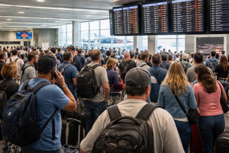 Passengers left stranded at philadelphia international airport as american airlines, psa airlines, united and southwest delays and cancellations disrupt travel between new york, chicago, miami, atlanta and other us cities