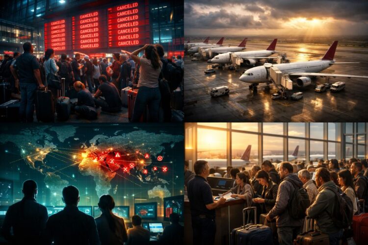 Chaos at the gates: hundreds of thousands stranded across europe as middle east sky-shutdown paralyses global travel as quatar airwas cancelled 497 of its flights and 5 fleets are dealyed