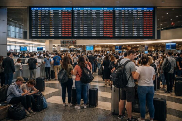 Travellers isolated at los angeles international airport as united, delta, southwest, and international airlines face 126 delays and 1 cancellation across major us cities like new york and chicago, and other destinations