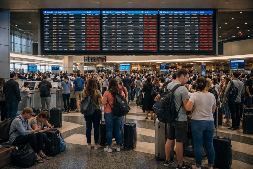 Travellers isolated at los angeles international airport as united, delta, southwest, and international airlines face 126 delays and 1 cancellation across major us cities like new york and chicago, and other destinations