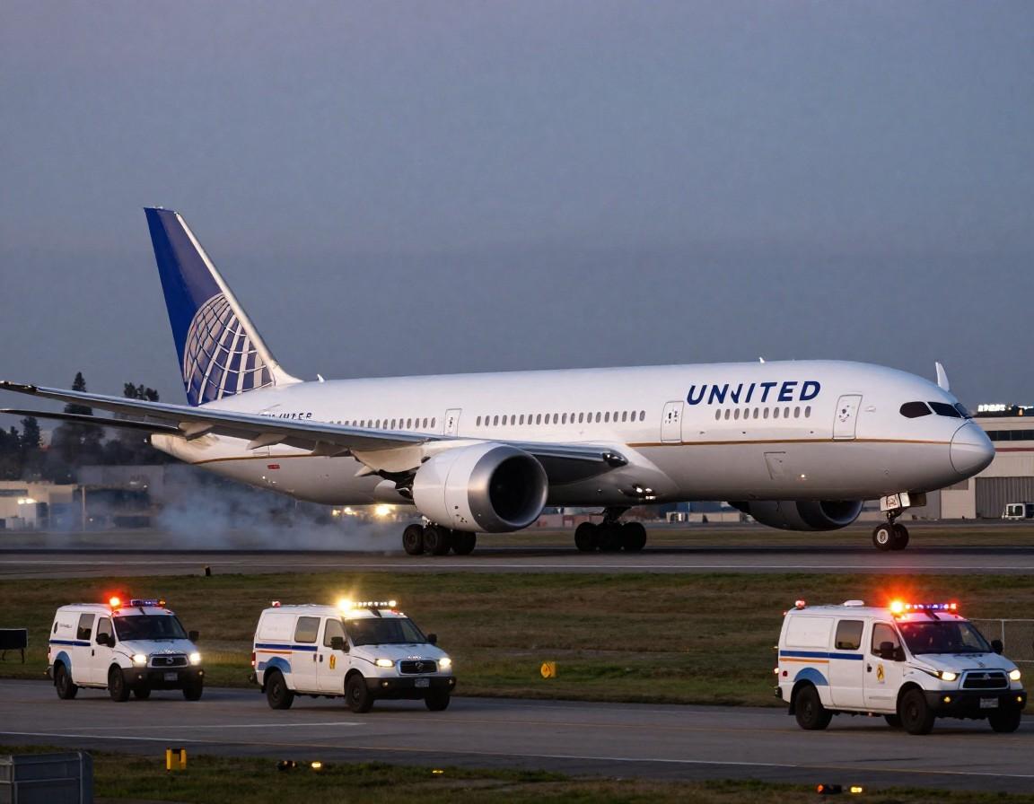 United airlines boeing 787-9 sparks mid-air scare over usa skies as flight 2127 from los angeles international airport to newark liberty international airport was forced to turn back shortly after takeoff following an engine fire warning,