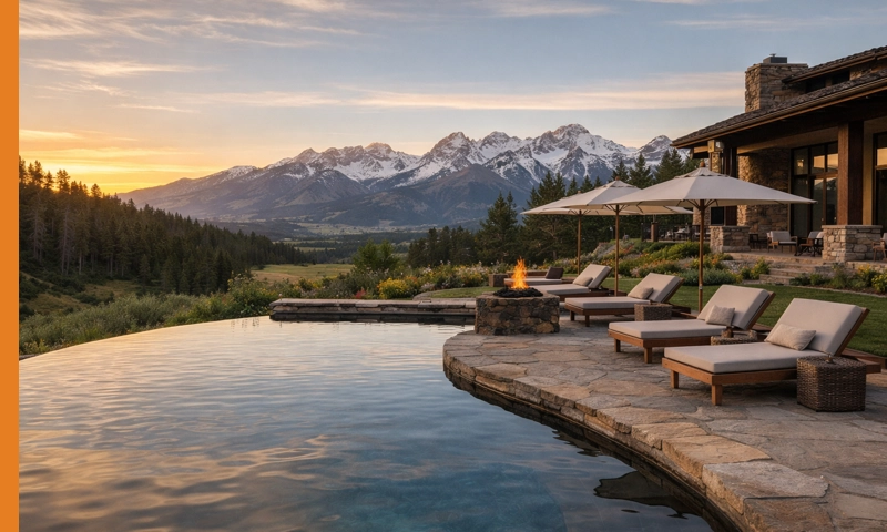 Luxury mountain resort with scenic landscape illustrating the shift toward high-end domestic travel destinations