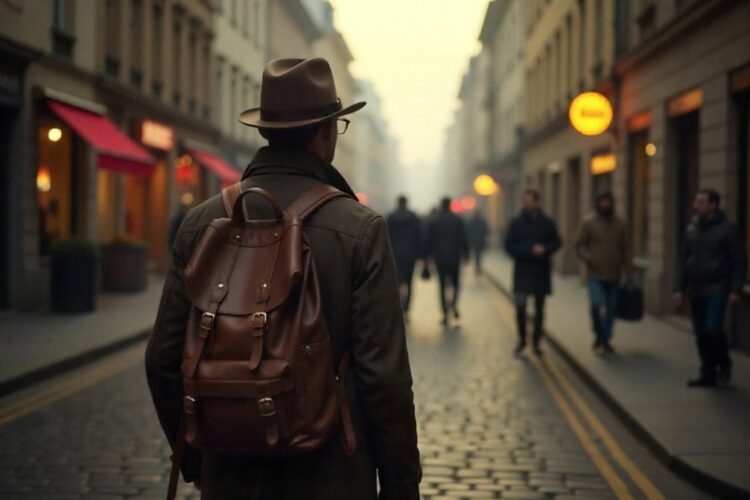 People walking in a city street during a tourism conference.