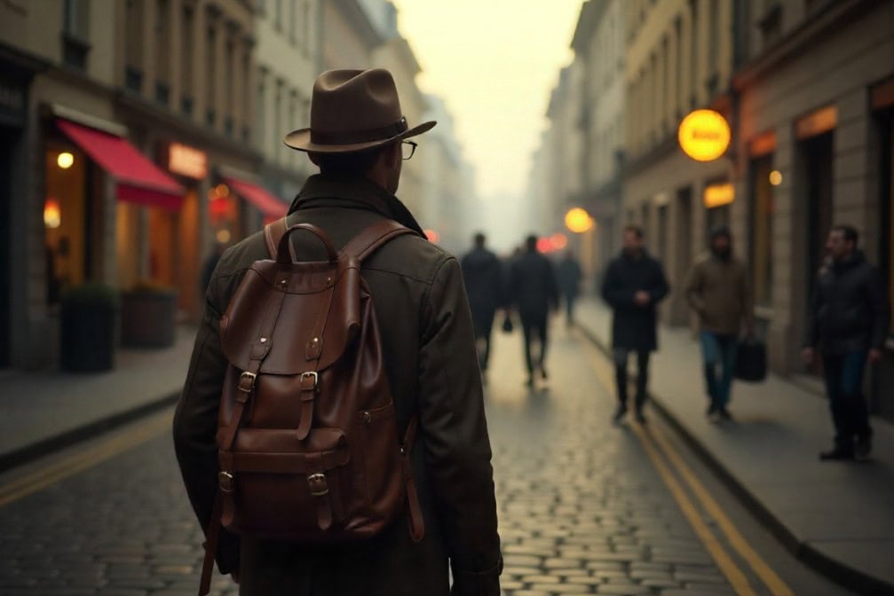 People walking in a city street during a tourism conference.