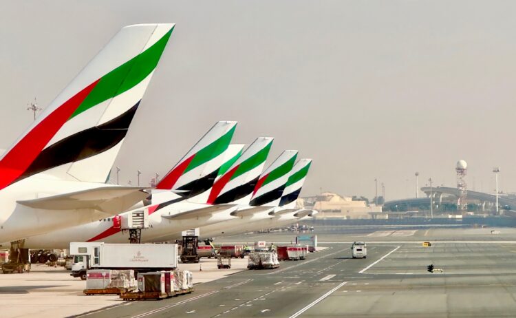Emirates tails at DXB