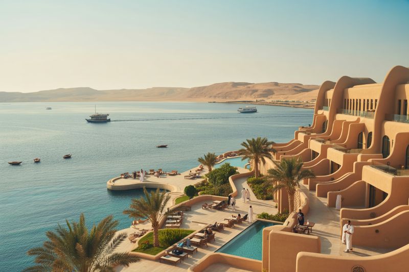 Luxury hotel overlooking the red sea in saudi arabia, highlighting rising occupa.