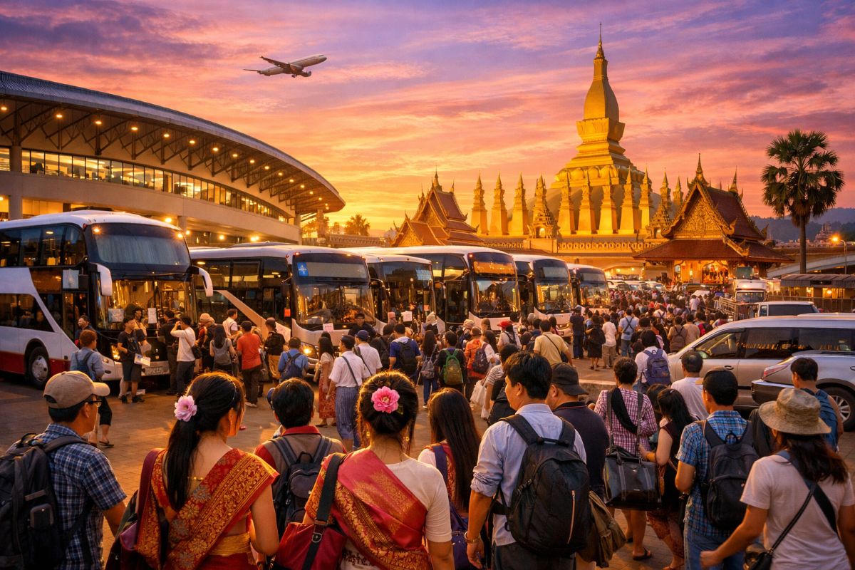 Travel surge shock in laos as vientiane southern bus terminal expands daily trips for pi mai 2026 holiday rush and regional tourism boom