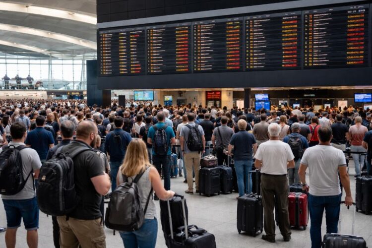 Travel distruptions at london heathrow as gulf air, virgin atlantic, british airways, and more face126 delays and 17 cancellations impacting new york, dubai, paris, and other us cities